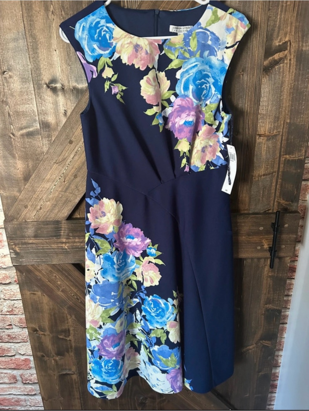 Navy Floral Fit & Flare Dress - Sleeveless